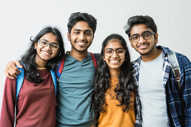 Young students with backpacks